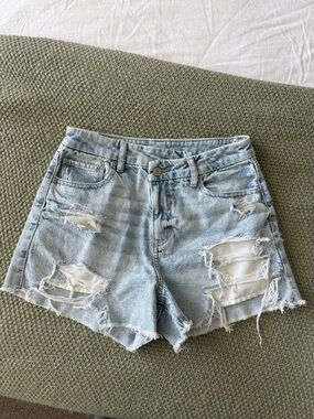 American Eagle Outfitters Light Blue Distressed Denim Shorts